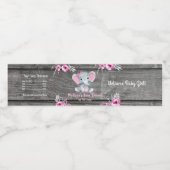 ピンクのティール(緑がかった色)ゾウのガール用水瓶ラベル ペットボトルラベル (シングルラベル)