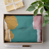 ピンクのティール（緑がかった色）抽象芸術モダンデコページティッシュペーパー 薄葉紙 (ギフト)