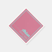 ピンクのティール(緑がかった色)無地の色プレーン、Aqiqah赤ちゃんシャワー スタンダードカクテルナプキン (角)