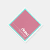 ピンクのティール（緑がかった色）無地の色プレーン、Aqiqah赤ちゃんシャワー スタンダードカクテルナプキン (角)