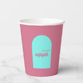 ピンクのティール（緑がかった色）無地の色プレーンAqiqah赤ちゃんシャワー 紙コップ (裏面)