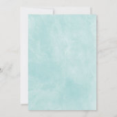 ピンクのティール（緑がかった色）金ゴールド水色の花ガールベビーシャワー 招待状 (裏面)