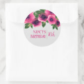 ピンクのテキスト 水彩 ピンクのバラ 16歳の誕生日 ラウンドシール (バッグ)