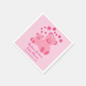 ピンクのテディベアかわいい女の子の赤ちゃんシャワー スタンダードカクテルナプキン (角)