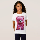 「ピンクのテディベアかわいいTシャツfor All Ages」 Tシャツ (正面フル)
