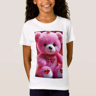 「ピンクのテディベアかわいいTシャツfor All Ages」 Tシャツ
