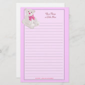 ピンクのテディベアによって並べられる文房具 便箋 (正面/裏面)