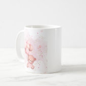 ピンクのテディベアのお祝いマグカップ コーヒーマグカップ (正面左)