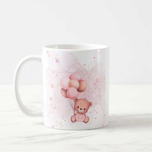 ピンクのテディベアのお祝いマグカップ コーヒーマグカップ (左)