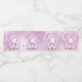 ピンクのテディベアのウォーターボトルラベル ペットボトルラベル (シングルラベル)