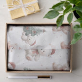 ピンクのテディベアのクリスマス 薄葉紙 (ギフト)