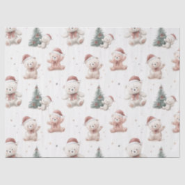 ピンクのテディベアのクリスマス 薄葉紙