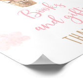 ピンクのテディベアのバルーン赤ちゃんシャワーのギフトサイン ポスター (角)