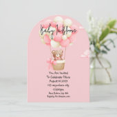 ピンクのテディベアのベビーシャワー 招待状 (スタンド正面)