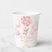 ピンクのテディベアの女の子シャワー私たちは心から待つことができる 紙コップ (裏面)