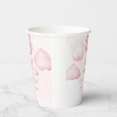 ピンクのテディベアの女の子シャワー私たちは心から待つことができる 紙コップ (右)