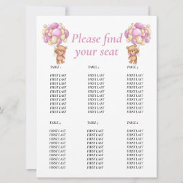 ピンクのテディベアの誕生日ガール 招待状