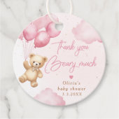 ピンクのテディベアの風船 どうもありがとう フェイバータグ (正面)