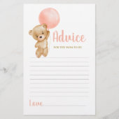 ピンクのテディベアアドバイスのためにママはカードになる (正面)