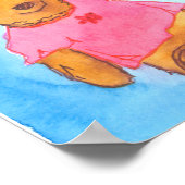 ピンクのテディベアバルーンあなたを愛する ポスター (角)