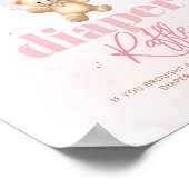 ピンクのテディベアバルーンおむつラッフル ポスター (角)