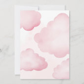 ピンクのテディベアバルーンの途中で可愛らしいベビー 招待状 (裏面)