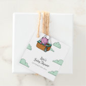 ピンクのテディベアバルーンバスケットベビーシャワー フェイバータグ (インサイチュ)