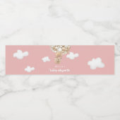 ピンクのテディベアバルーンビー待ちベイビーシャワー ペットボトルラベル (シングルラベル)