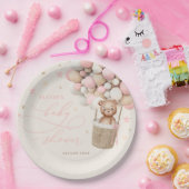 ピンクのテディベアバルーンビー待ちベイビーシャワー ペーパープレート (パーティー)