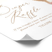 ピンクのテディベアバルーンベビーシャワーおむつラッフル ポスター (角)