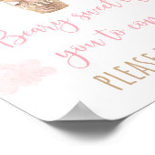 ピンクのテディベアバルーンベビーシャワーの好意のサイン ポスター (角)