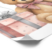 ピンクのテディベアバルーンベビーシャワーへようこそ ポスター (角)