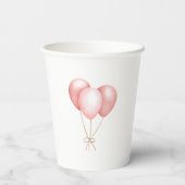 ピンクのテディベアバルーンベビーシャワー 紙コップ (裏面)