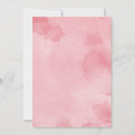 ピンクのテディベアバルーン女の子ベビーシャワー 招待状 (裏面)