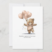 ピンクのテディベアバルーン星女の子ベビーシャワー 招待状 (裏面)