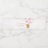 ピンクのテディベアバルーン赤ちゃんシャワー ペットボトルラベル (シングルラベル)