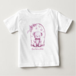 ピンクのテディベアベイビーTシャツ ベビーTシャツ