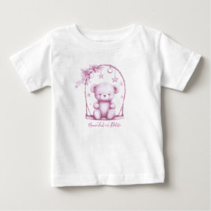 ピンクのテディベアベイビーTシャツ ベビーTシャツ