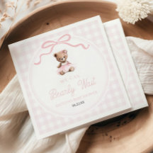 ピンクのテディベアベビーシャワー We Can Bearly Wait