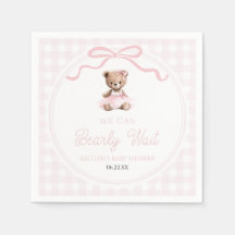 ピンクのテディベアベビーシャワー We Can Bearly Wait