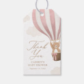 ピンクのテディベア熱い空気バルーンベビーシャワー ギフトタグ (正面)