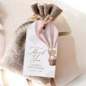 ピンクのテディベア熱い空気バルーンベビーシャワー ギフトタグ