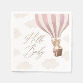 ピンクのテディベア熱い空気バルーンベビーシャワー スタンダードカクテルナプキン (正面)