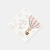 ピンクのテディベア熱い空気バルーンベビーシャワー スタンダードカクテルナプキン (角)