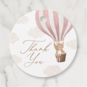 ピンクのテディベア熱い空気バルーンベビーシャワー フェイバータグ (正面)