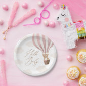 ピンクのテディベア熱い空気バルーンベビーシャワー ペーパープレート (パーティー)