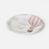 ピンクのテディベア熱い空気バルーンベビーシャワー ペーパープレート (アングル)