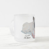 ピンクのテディベア犬のポートレートアートのある秋田 フロストグラスマグカップ (正面左)