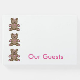 ピンクのテディベア縁どー ゲストブック