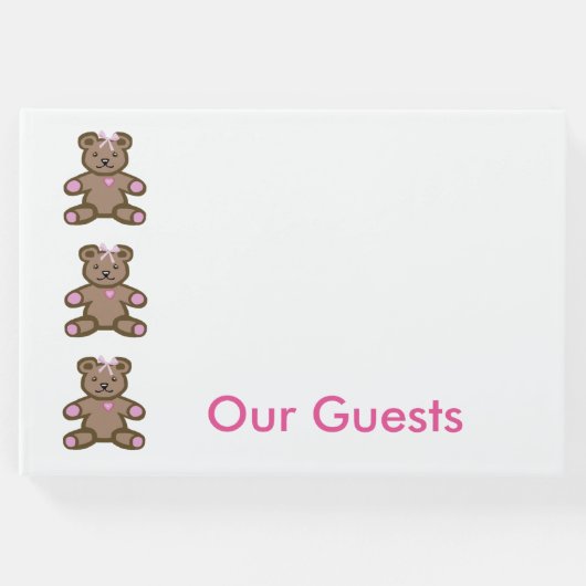 ピンクのテディベア縁どー ゲストブック (正面)